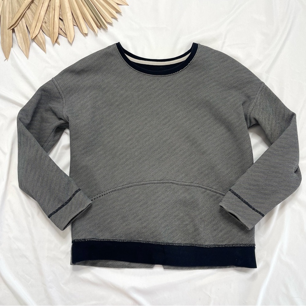 Lululemon Athletica Keep Up Crew Neck Oversized Boxy Black Striped Sweatshirt
